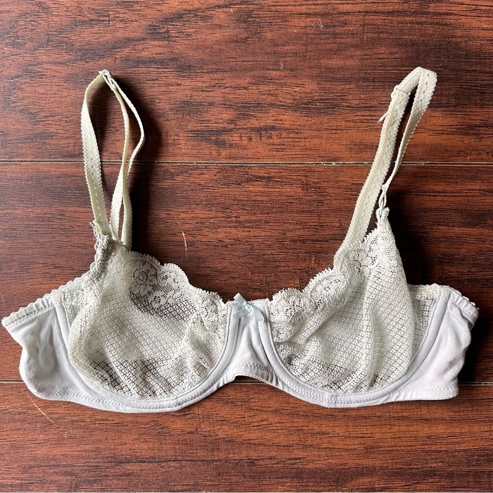 Victorias Secret Green Lace Mesh Balconette Bra
